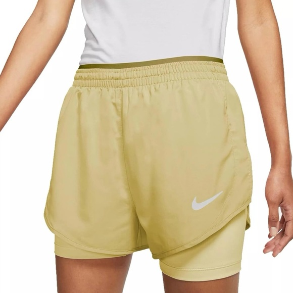 Nike Women`s Tempo Luxe 2-in-1 Olive Running Shorts Medium - Picture 5 of 5